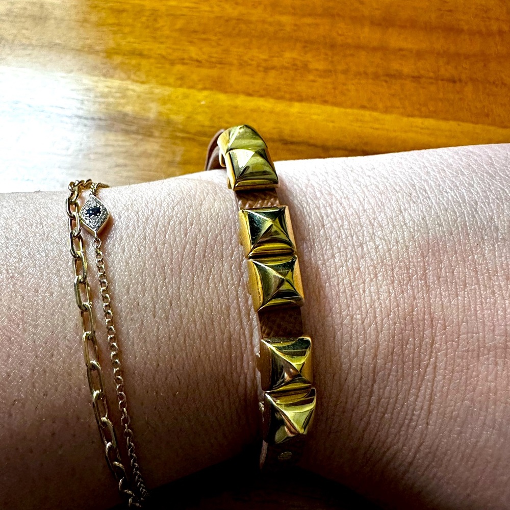 Michael Kors Pyramid Gold Leather Bracelet
